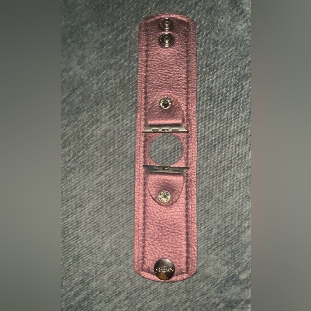 Metallic burgundy cuff leather Apple Watch band small medium